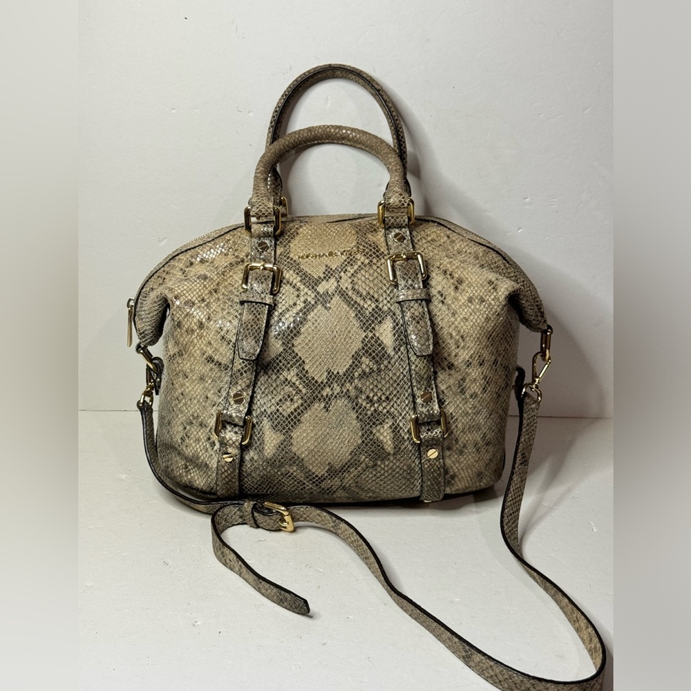 Michael Kors Leather Snakeskin Handbag Satchel Crossbody Bag